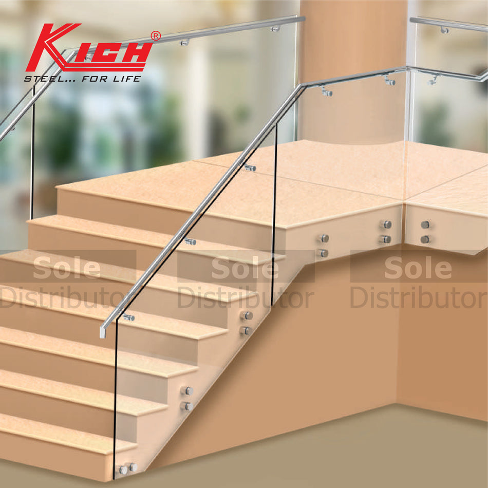 Kich Hand Rail Side Mounted Spacer System With Glass Stainless Steel 316 Grade - DS2-1-GLS
