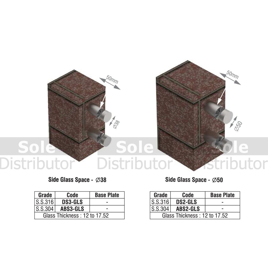 Kich Handrail Side Mounted Spacer System With Glass Stainless Steel 31 ...