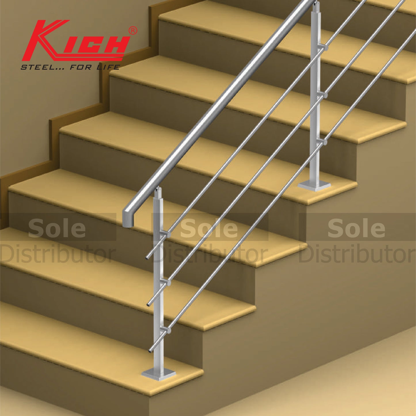 Kich Top Mounted Rectangle Baluster System With Horizontal Member Stainless Steel 316 Grade - DT21-1-163