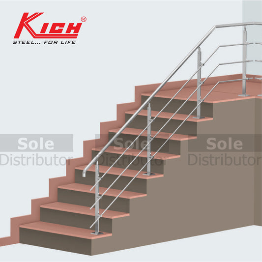 Kich Top Mounted Flat (Hollow) Baluster System With Horizontal Members Stainless Steel 316 Grade - DT22-2-163