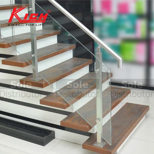Kich Hand Rail Top Mounted Square Baluster System With Double Glass Bracket Stainless Steel 316 Grade - DT31-1-GLS