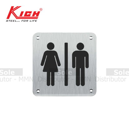 Kich Sign Plate Male & Female, Size 100x100x1.2mm, Stainless Steel 304 Grade - KKLSB11FMSSS
