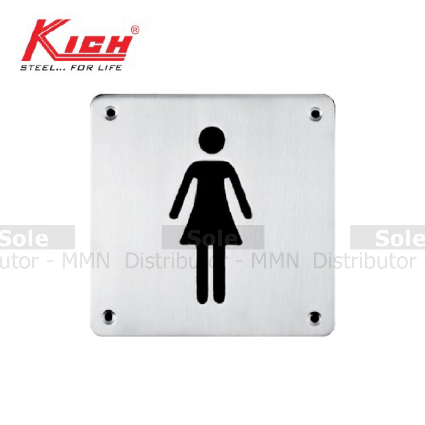 Kich Sign Plate Female, Size 100x100x1.2mm, Stainless Steel 304 Grade - KKLSB1FSSS
