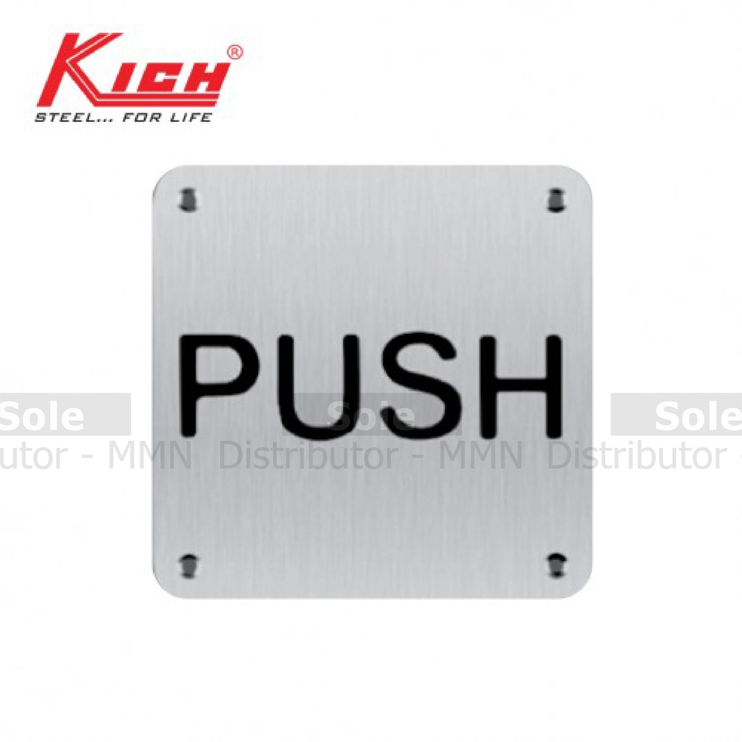 Kich Sign Plate Push, Size 100x100x1.2mm, Stainless Steel 304 Grade  - KKLSBWPSSSS