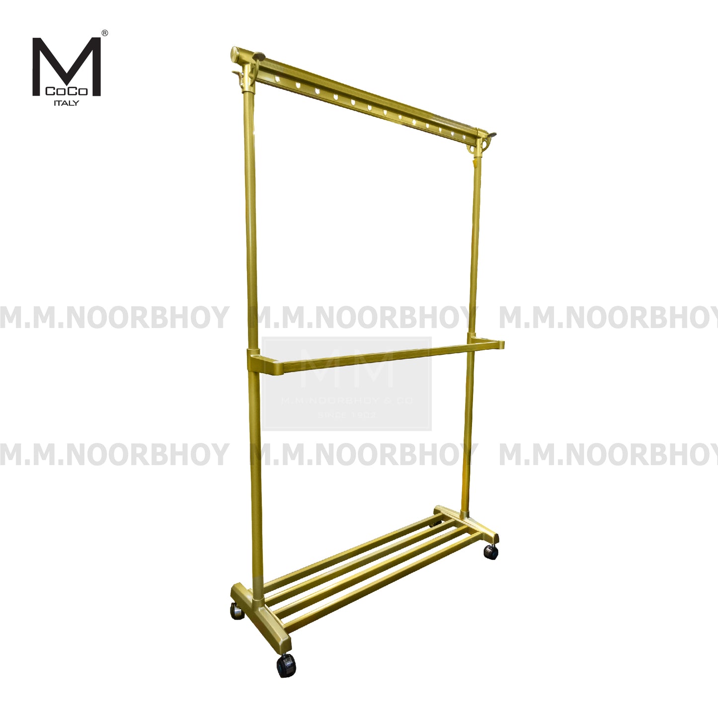 Mcoco Cloth Rack With 13 Hook Holes Dimension 36x24x45.5- 72" Inches Aluminium Gold Colour - HF06.1208