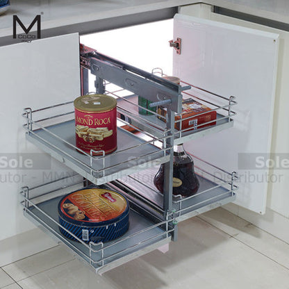 Mcoco Kitchen Magic Corner Rack Pullout With Soft Closing  Chrome Plated & Nano Coating Finish - TR90C / GS90C