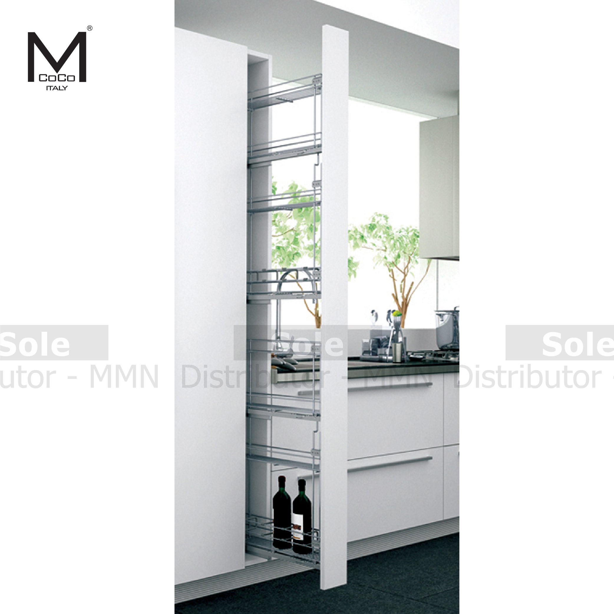 Mcoco Larder Bottle Pullout With Top & Bottom Mount Railing Steel Chro ...