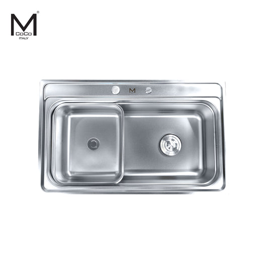 Mcoco Sink Single Bowl With Waste Set, Dimension 820x500x230mm Stainless Steel  - LAN666BSS