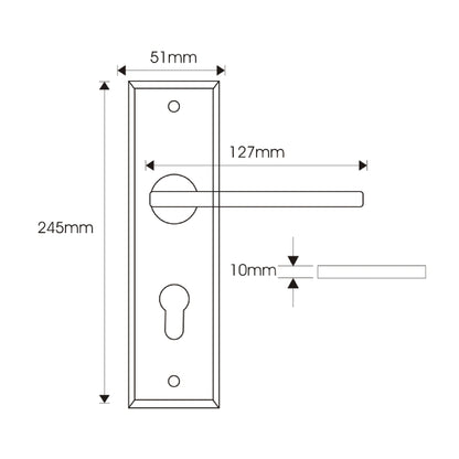 EuroArt Lever Handle On Investment Casting Plate Dimension 51x245x127mm Stainless Steel - LBS710/SSS