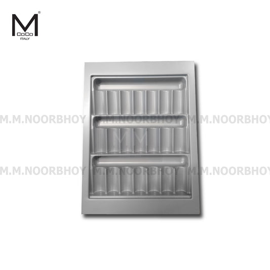 Mcoco Kitchen Glass Tray , Size 390x520x50mm & 540x520x50mm , Plastic Matt Gray.