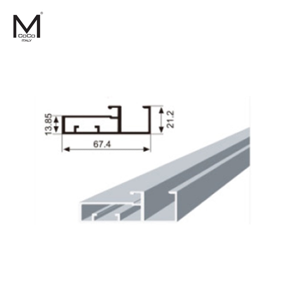 Mcoco Glass Profile With Handle 3 Meter 1.4mm Thickness Anodized Aluminium Brush/Matt Black Finish - 253DC-BX-020