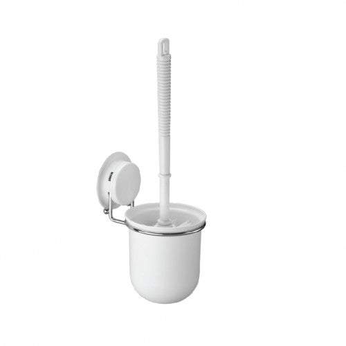 Suction toilet brush holder 260004 comes with a heavy-duty suction cup,  plastic bush and cup holder, stainless steel wire rack.  It can be fixed on the wall aside from the toilet, bathroom.  The brush for clean easily,  cup for put the bush in order.  With the patented vacuum cup system,  you needn’t drill a hole on the wall within 1 minute. Also, offer extra glue parts for a rough surface.