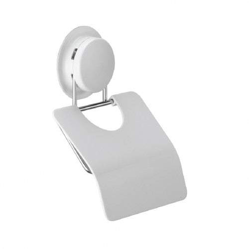 Suction cup toilet paper holder lets you hang toilet paper on the wall without drilling.  The simple design with cover can be mounted by suction.