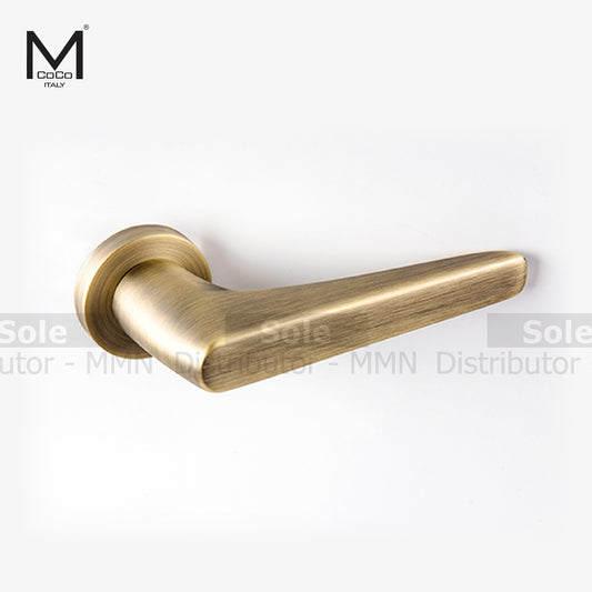 Mcoco Lever Handles With Key Holes, Matt Satin Nickel & Gloss Antique Brass Finish - BF74215