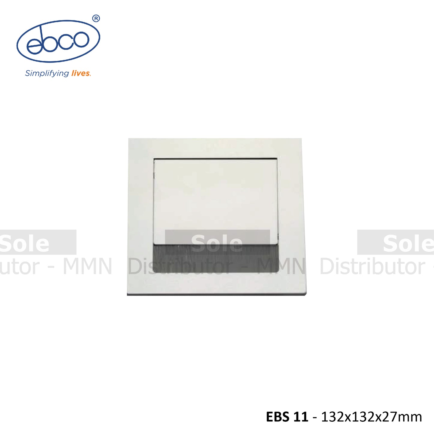 Ebco Electric Box Slim 11, Size 132x132x27mm White Colour - EBS11