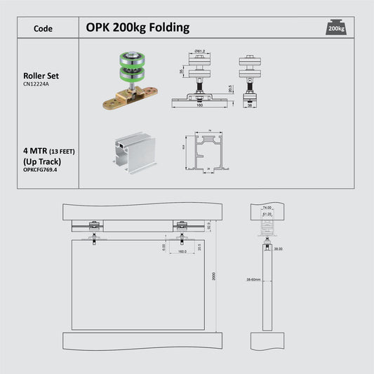 Opk 200Kg Folding Door System Set