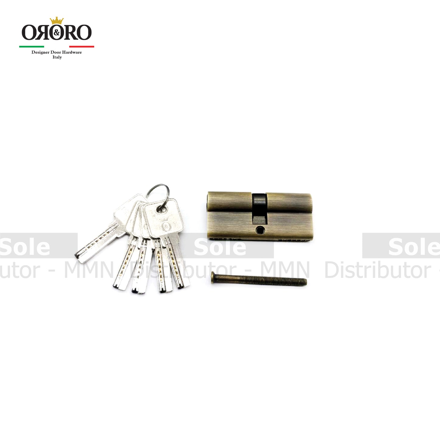 Oro & Oro Double Side Key & Key Cylinder Size 70mm With Computer Cut Keys Stainless Steel, Matt Antique Brass, Matt Black & MBN Finish- OROSDC70