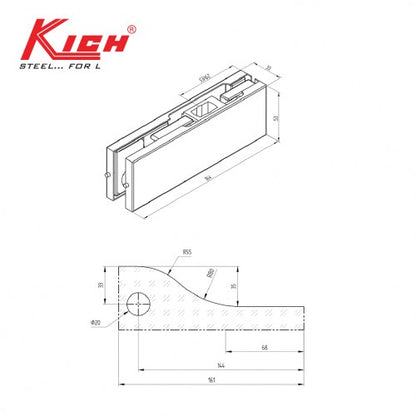 Kich Bottom Patch, Size 164x53mm, Stainless Steel 304 Cover & High Quality Aluminium Body - PF12S