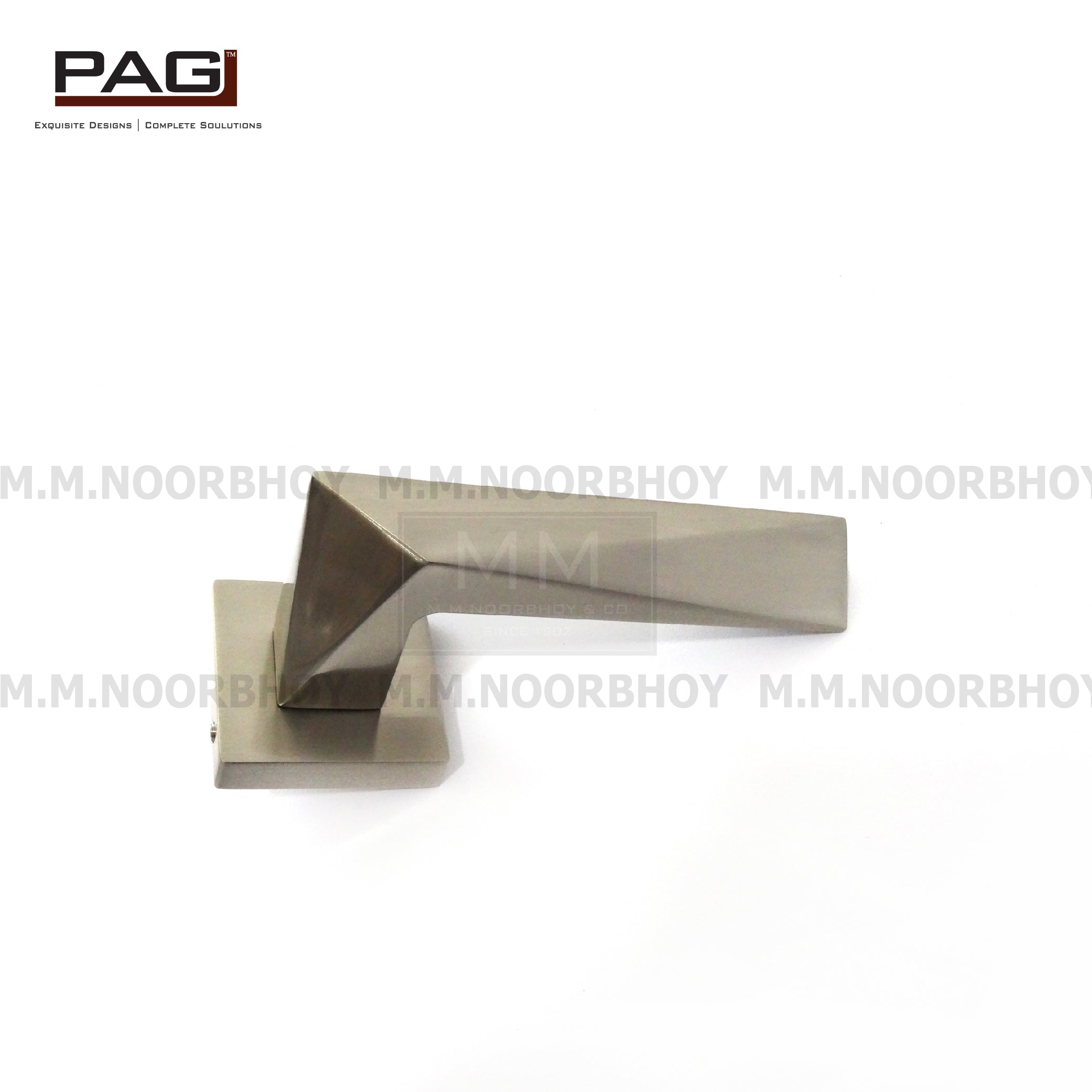 Pag Main Door Lever Handle With Key Holes , Brass Silver Satin Finish ...