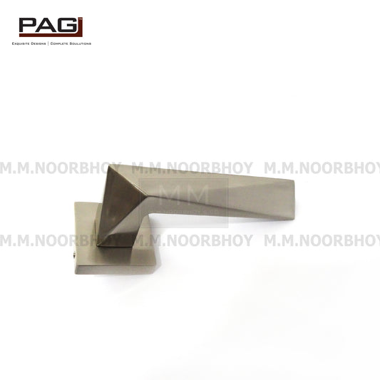 Pag Main Door Lever Handle With Key Holes , Brass Silver Satin Finish - G87649SS