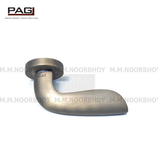 Pag Main Door Lever Handle With Key Holes , Brass Antique Bronze & Silver Satin Finish - G9459