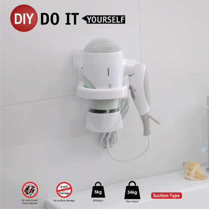 Suction plastic hair dryer holder in an elegant and simple design for home use, easy to fix on the wall by suction cup and glue.  Plastic hair dryer holder by fine ABS, easy to clean, and hold hair dryer well. It is different from hairdryer holders 260027 in stainless steel wire hair dryer holder.
