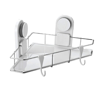 The Suction corner shelf is specially designed for wall corners in the bathroom or kitchen, bedroom. Both suction cups design and can be adjusted according to the corner angle.  Same as the model 260122 shower holder suction, it also is a hot selling product. Plastic ABS corner shelf bottom and a stainless steel wire basket, easy to clean and rust-free.