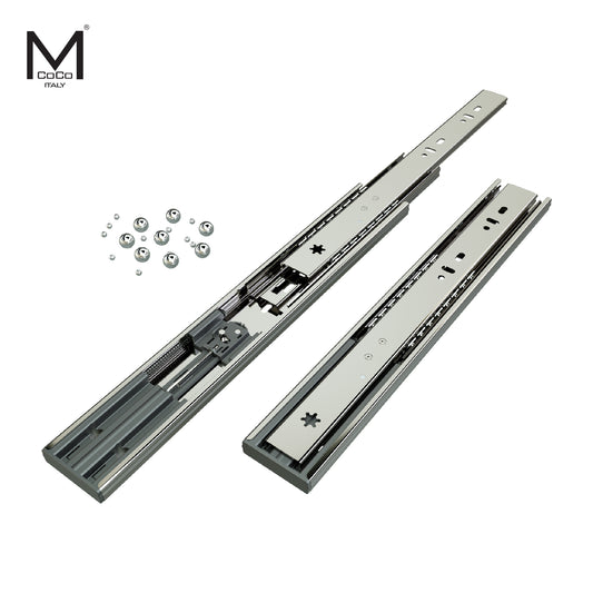 Mcoco Drawer Railing Soft Closing Full Extension Baaring Slide, ප්‍රමාණය 300-500mm, Black Spray Zinc Plated - S4502A