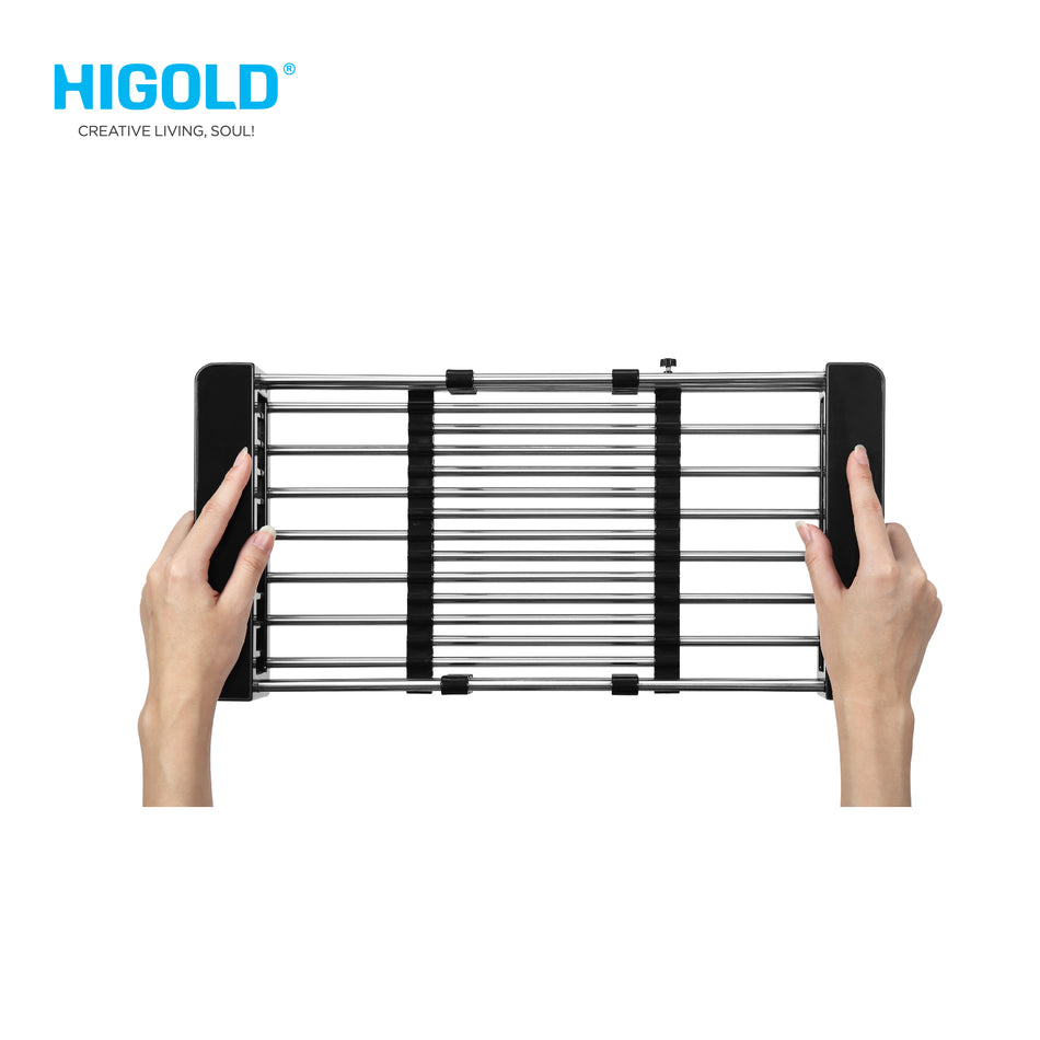 Higold Sink Top Wire Basket Dimension 372x227x90mm Gray & Black Colour - HG984