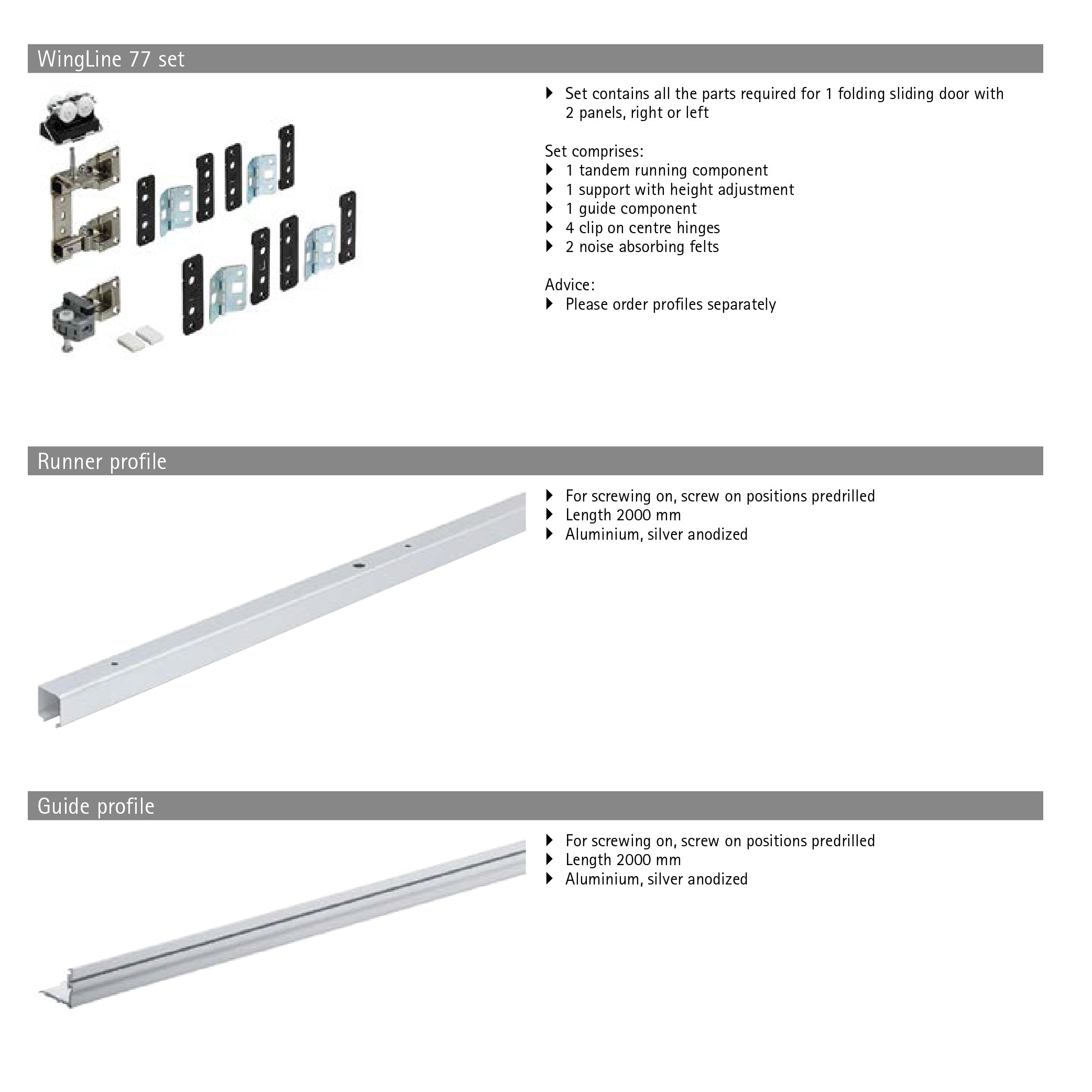 Hettich WINGLINE 77 / 770 FOLDING DOOR SYSTEM M. M. Noorbhoy & Co (Pvt) Ltd