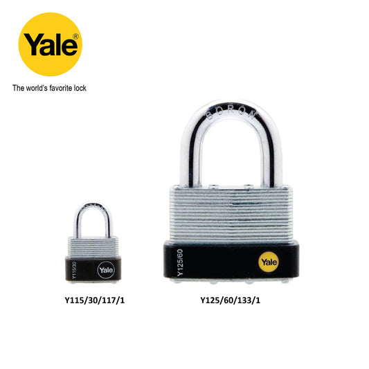 Yale Laminated Padlock, Size 30mm,40mm,50mm & 60mm Steel Zinc Plated Finish - Y1