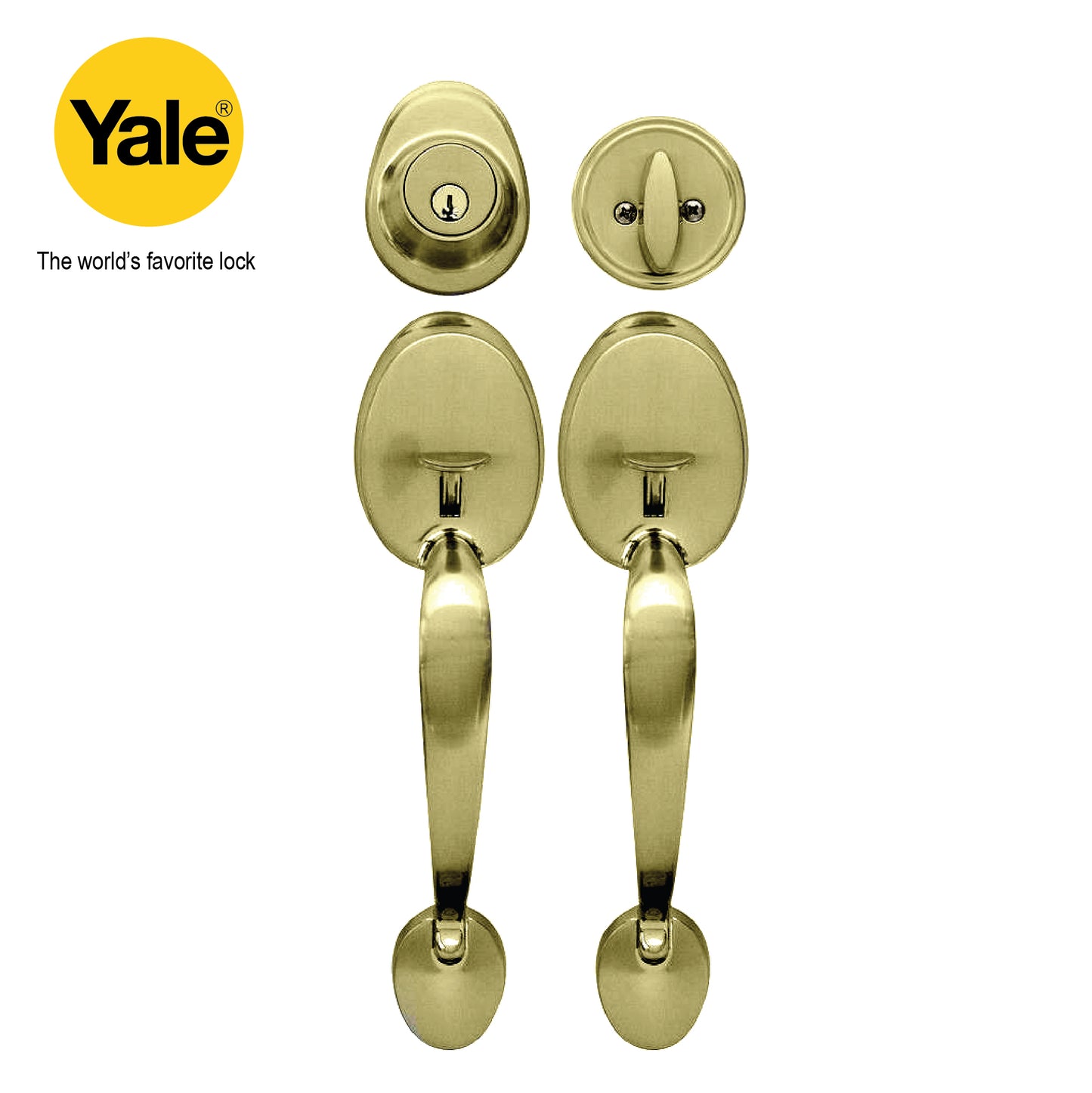 Yale Double Door Handle Locket Antique Brass - Y5588.2AB