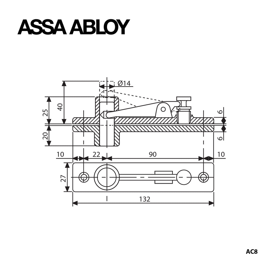 ASSA ABLOY Reversible Bottom Arm Italian Spindle & Double Action Top Pivot - AC115+AC8