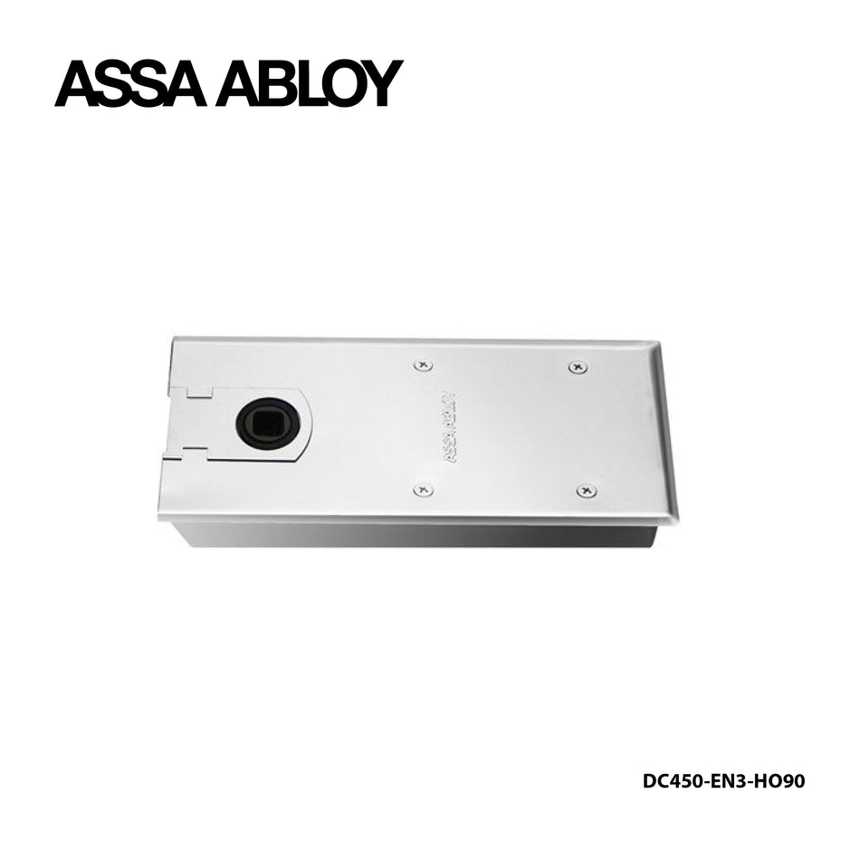 ASSA ABLOY Floor Spring , Size EN3 , With Out Hold Open , Satin Stainless Steel Finish- DC450-EN3-H090+AC619