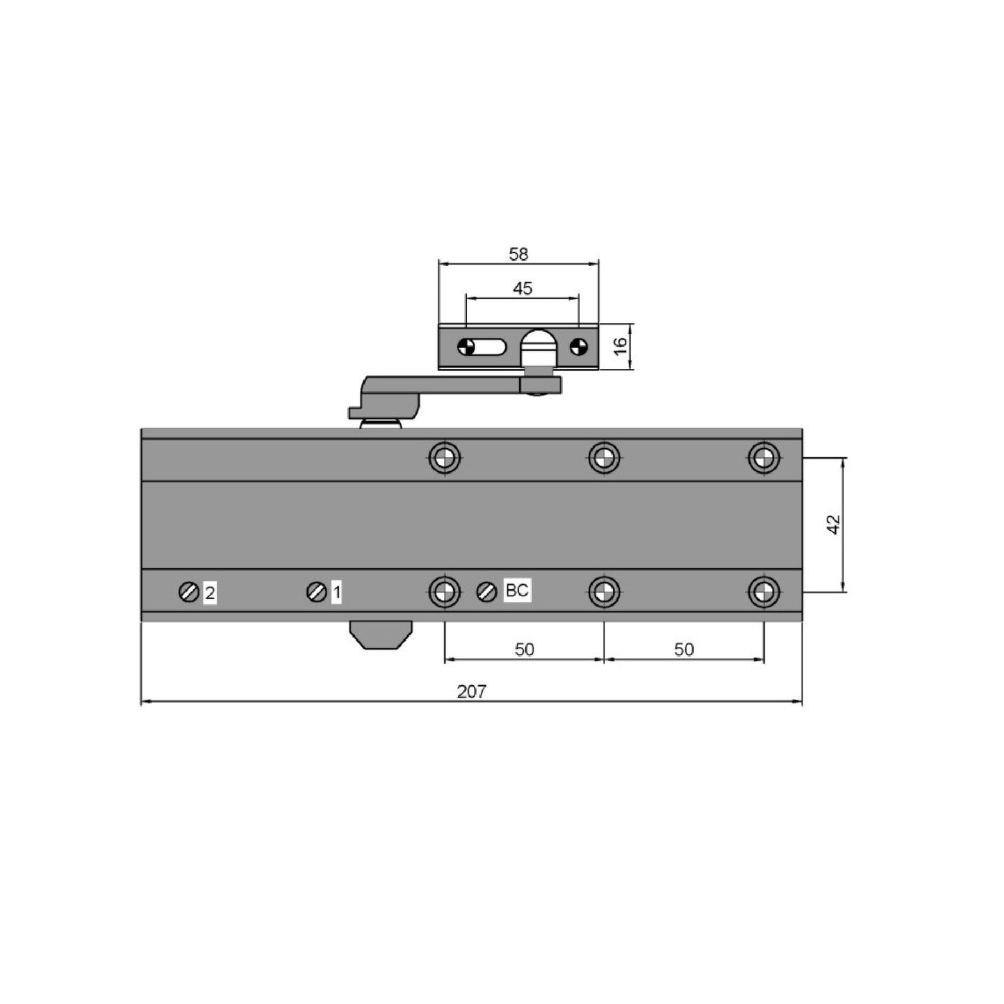 Euroart Standard Door Closers for 45-80kg Doors 180° Opening Angle – M ...