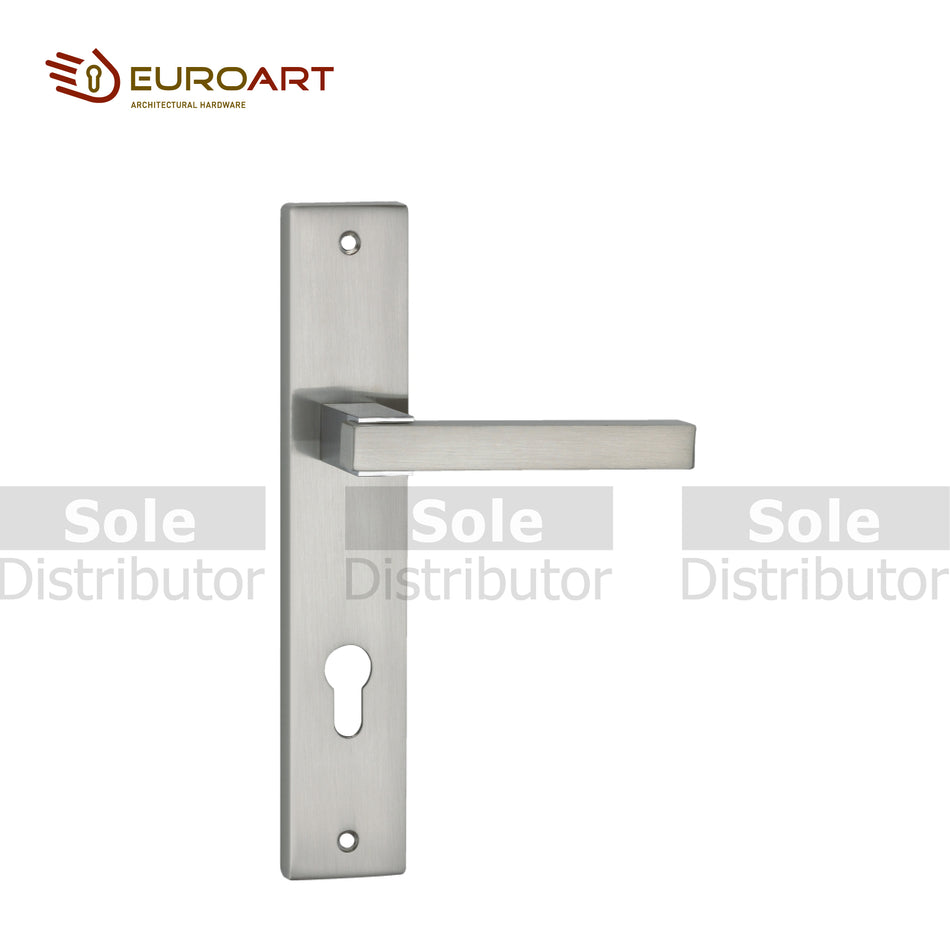 EuroArt Lever Handle With Back Plate Dimension 245x45x130mm Satin Nickel Finish - EBAR1040.72SN