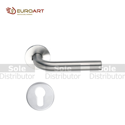 EuroArt Lever Handle Unspring Rose With Escutcheons , Stainless Steel   - LRS902+EES901SS
