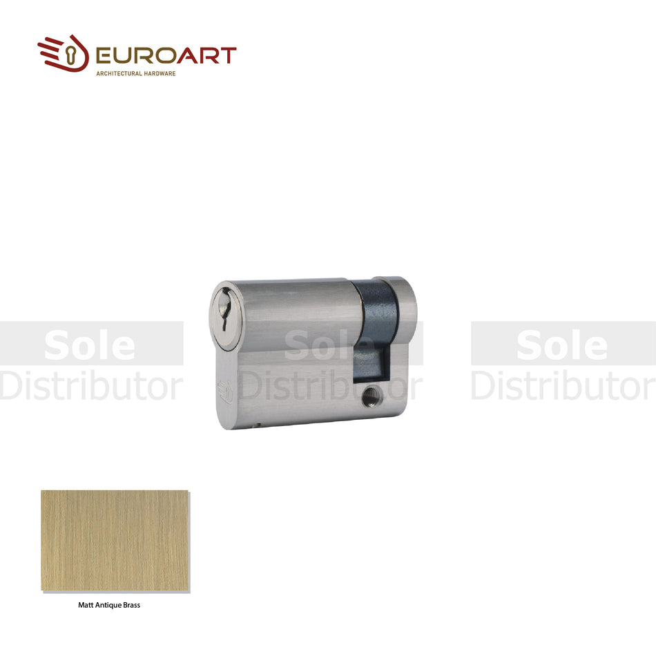 EuroArt Half Cylinder With 3 Keys Size 45mm SN,MAB & MBL Finish - CYD145