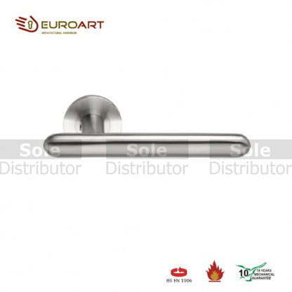 EuroArt Lever Handle On Sprung Rose Dimension 165x67x50mm Satin Stainless Steel - LRS501SS