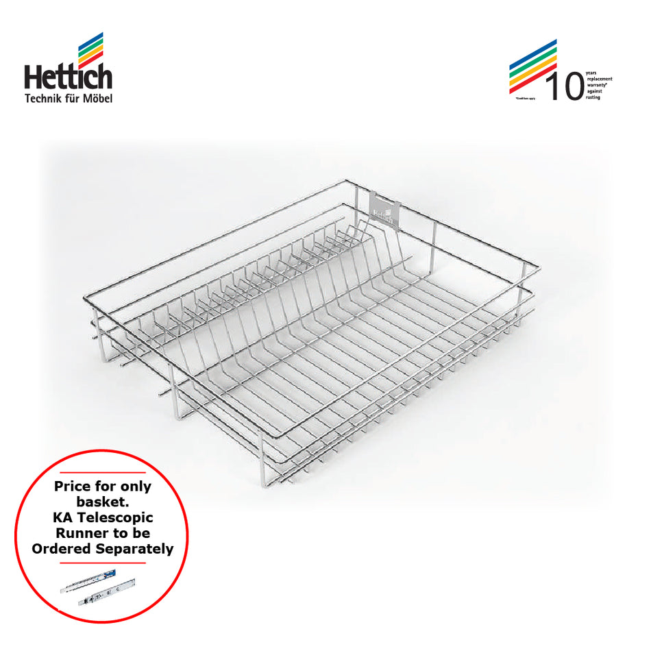 Hettich Cargotech M Cup & Saucer Wire Basket, Size 386x500x100, Stainless Steel - HT919431400