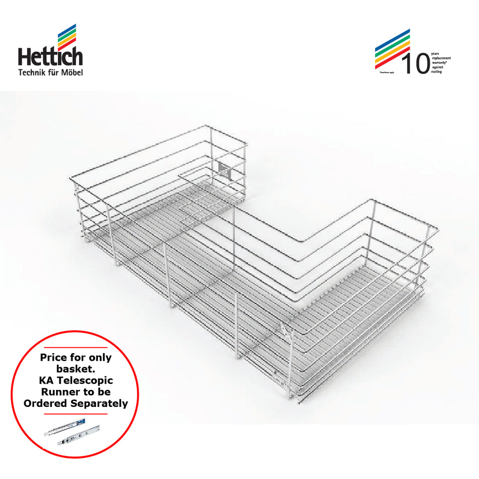 Hettich Under Sink Basket Dimension 836x500x200mm Stainless Steel - HT 919045100