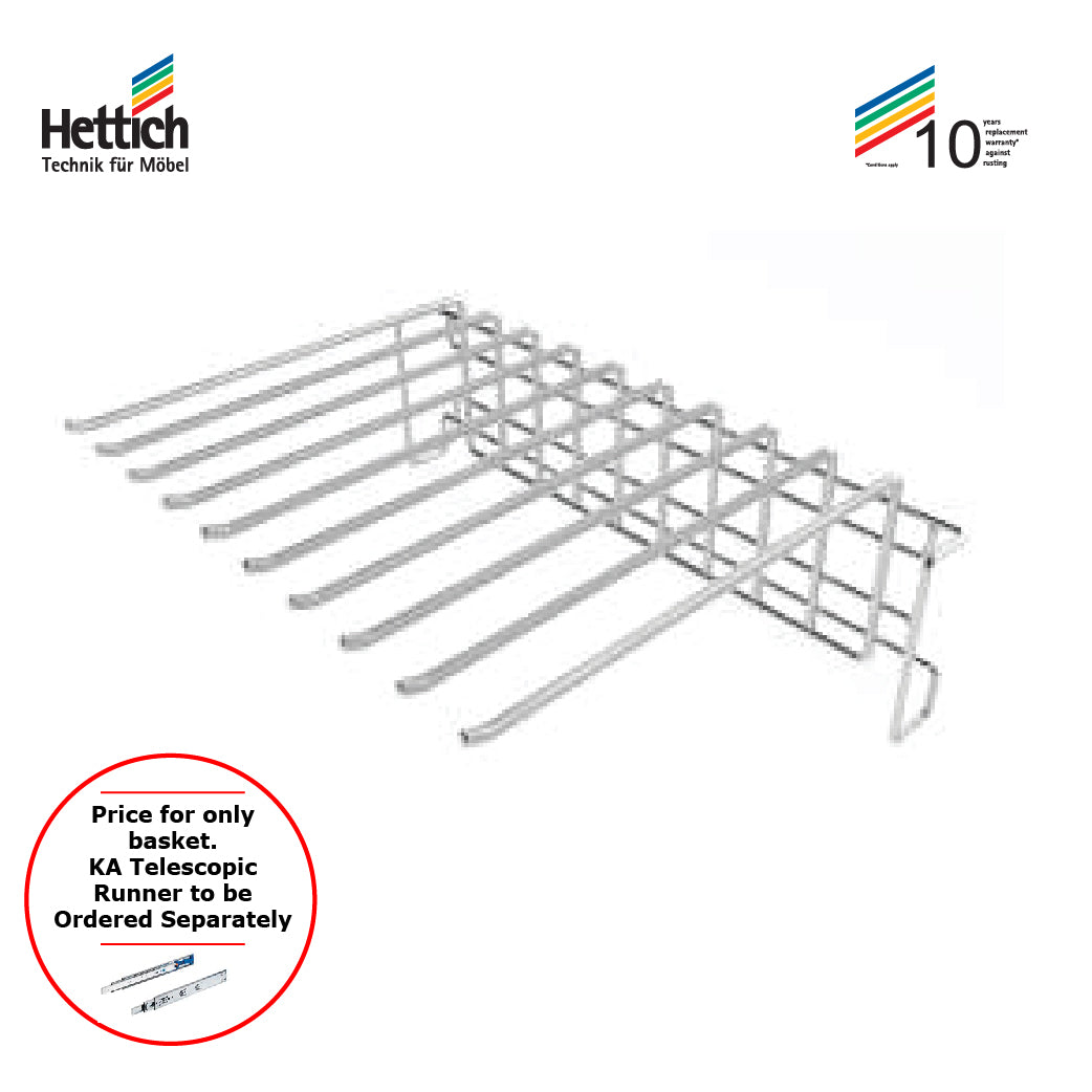 Hettich Cargo Trouser Pull Out Side Mounted W-320mm, Size 500x142mm, Chrome Plated- HT924399000