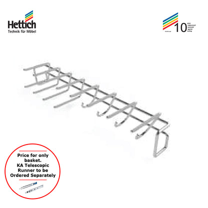 Hettich Cargo Tie & Belt Pull Out Side Mounted, Size 500x68mm, Stainless Steel Chrome Plated   - HT924399100
