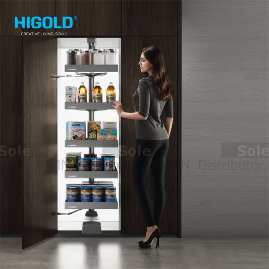 Higold Space Swivel Pantry 6 Layers Pullout Shearer Style, Dimension 480x535x(2020-2320)mm - HG205186 