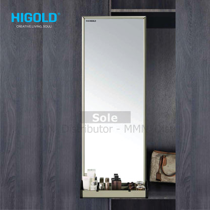 Higold Slide Out Revolve Mirror With Assy Box, Dimension 337x140x1000mm, Titanium Gray Outer Frame - HG703565P