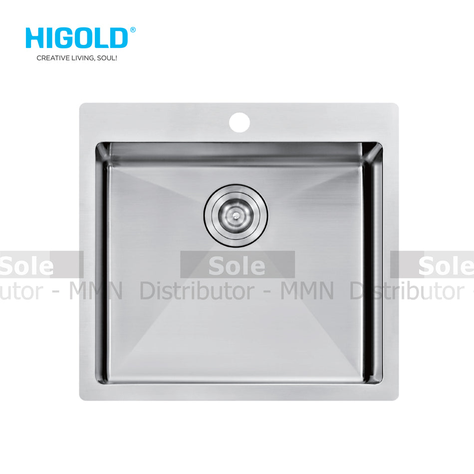 Higold Sink Single Bowl Topmount Dimension 540x510x220mm Stainless Steel Finish - HG901010