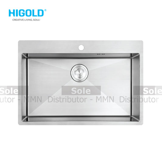Higold Sink Single Bowl Topmount Dimension 760x510x220mm Stainless Steel - HG902010