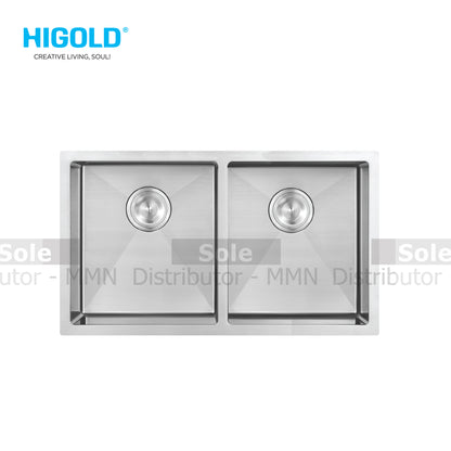 Higold Sink Double Bowl Handmade Dimension 745x440x220mm Stainless Steel - HG953338
