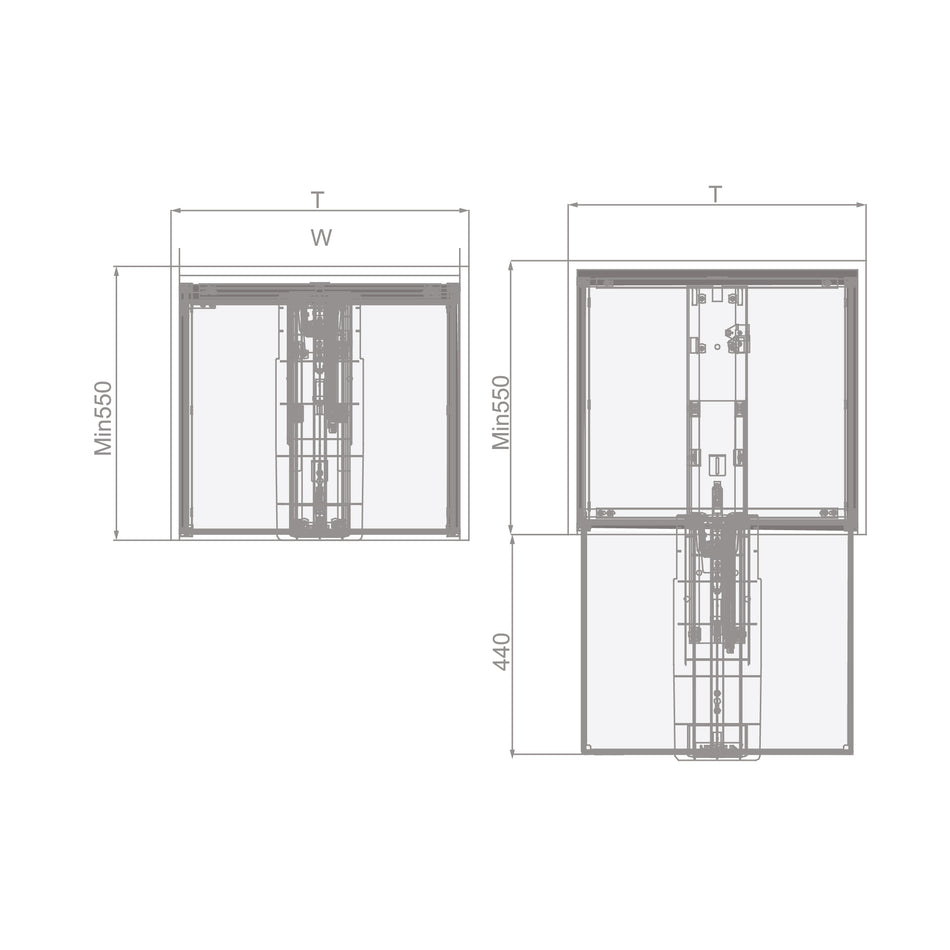 Higold Shearer Style Lift-Up Pullout With 2 Layers Of Wooden Trays Dimension 864x283x525mm Aluminium Matt Gery Colour - HG401224