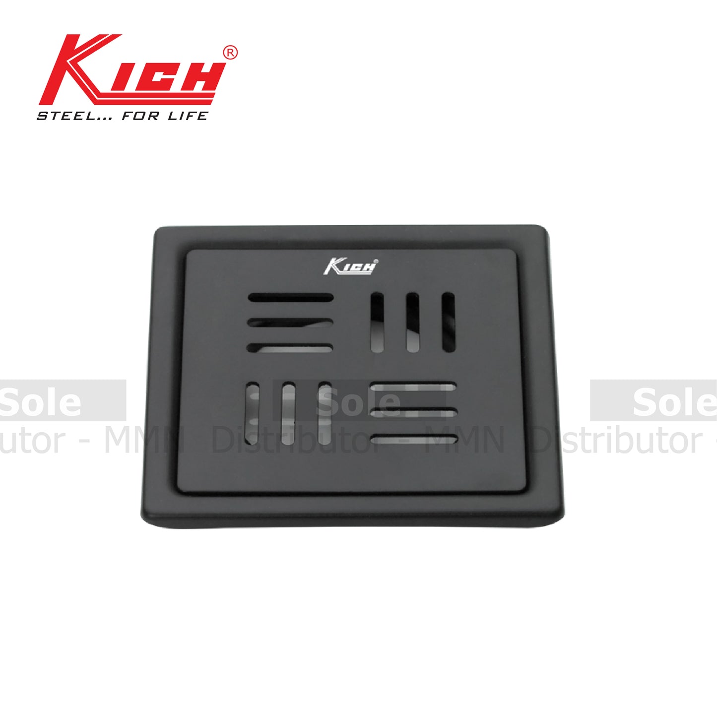 Kich Floor Drain Square, Size 6x6 Inches, Corrosion Resistance AISI 304 Grade Stainless Steel, Black Finish- FD216BS
